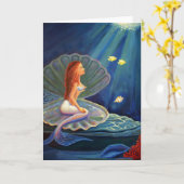 De Clamshell Zeemeermin - Wenskaart Kaart (Gele Bloem)