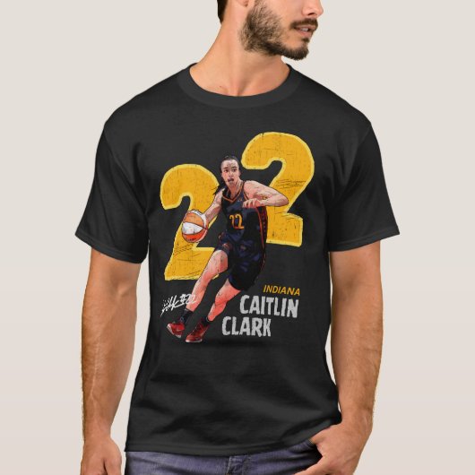 De Clark Cartoon dribbelbal pose met 22 backgr T-shirt (Voorkant)