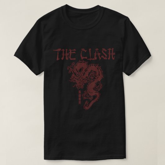 De Clash â€"Verticale Chinese dragon White T-Shir T-shirt (Design voorkant)