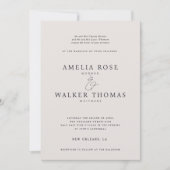 De Classic Cream en Grey Wedding Invitation Kaart (Voorkant)