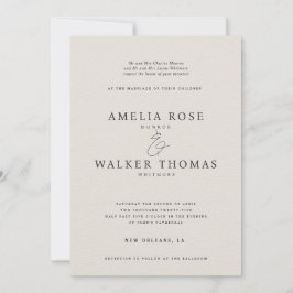 De Classic Cream en Grey Wedding Invitation Kaart