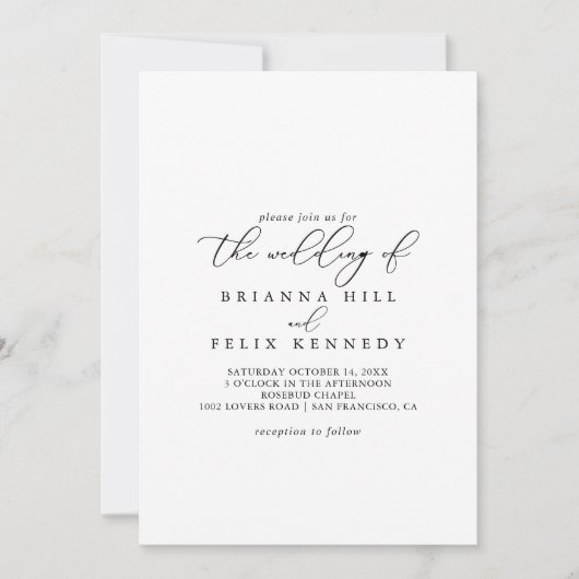 De Classy Chic Minimalist Wedding of Kaart (Voorkant)