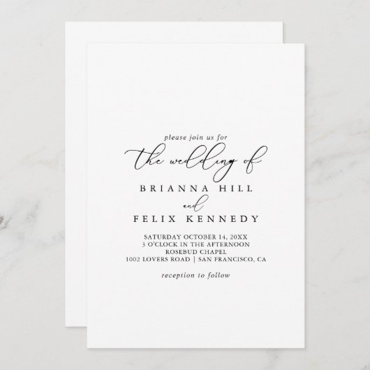 De Classy Chic Minimalist Wedding of Kaart (Voorkant / Achterkant)