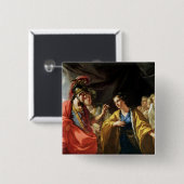 De clementie van Alexander de Grote Vierkante Button 5,1 Cm (Voorkant /achterkant)