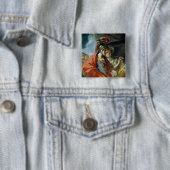De clementie van Alexander de Grote Vierkante Button 5,1 Cm (In situ)
