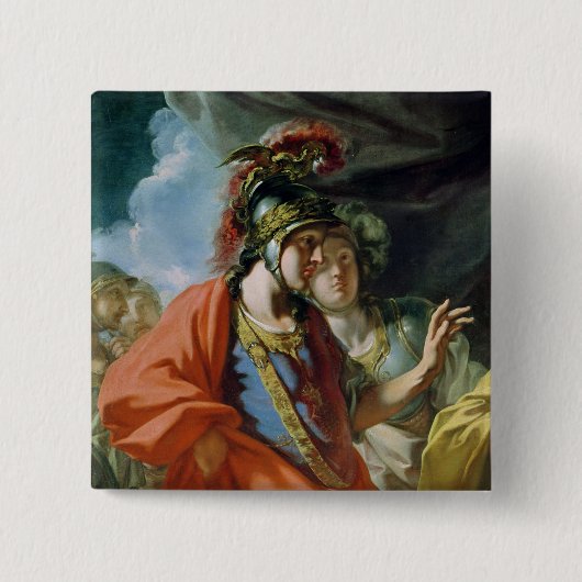 De clementie van Alexander de Grote Vierkante Button 5,1 Cm (Voorkant)