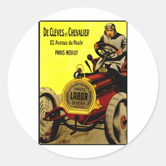 De Cleves et Chevalier ~ Automobile Ad Ronde Sticker (Voorkant)