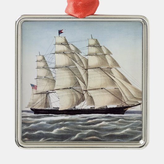 De Clipper verzendt "Flying Cloud" Metalen Ornament (Voorkant)