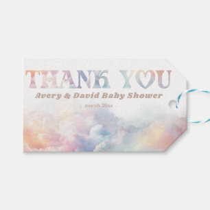 De Cloud Nine Regenboog pluizige wolk Baby Shower Cadeaulabel