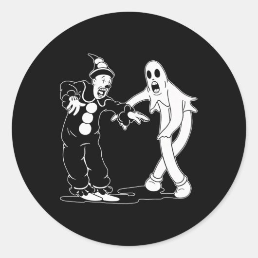 De clown en de geest dansen ronde sticker (Voorkant)