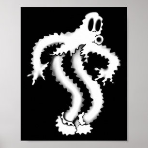 De Clown Ghost Shaky Spooky Blackwork Poster