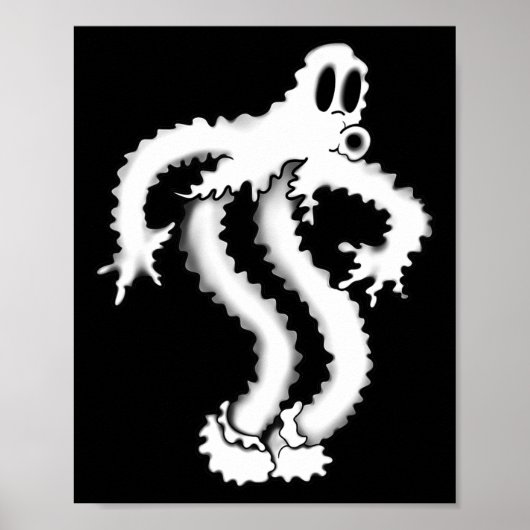 De Clown Ghost Shaky Spooky Blackwork Poster (Voorkant)