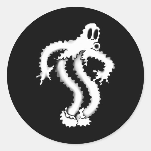 De Clown Ghost Shaky Spooky Blackwork Ronde Sticker (Voorkant)