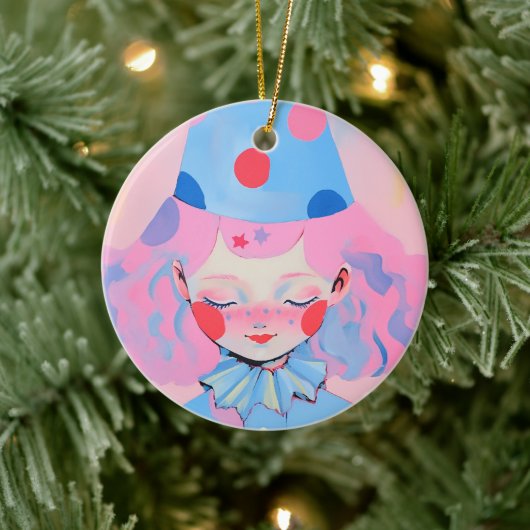 De clown met roze haar keramisch ornament (Boom)