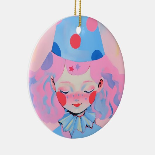 De clown met roze haar keramisch ornament (Rechts)