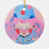 De clown met roze haar keramisch ornament (Voorkant)