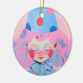 De clown met roze haar keramisch ornament (Links)
