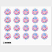 De clown met roze haar ronde sticker (Vel)