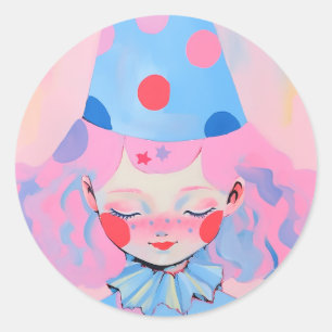 De clown met roze haar ronde sticker