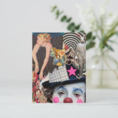 De clown mixed media collage briefkaart (Staand voorkant)