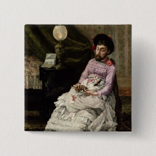 De clown vierkante button 5,1 cm