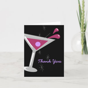De Cocktail van martini in Paars dankt u kaardt Bedankkaart