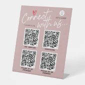 De code QR verbindt met ons Modern trendy manuscri Reclamebord Met Voetstuk (Voorkant)
