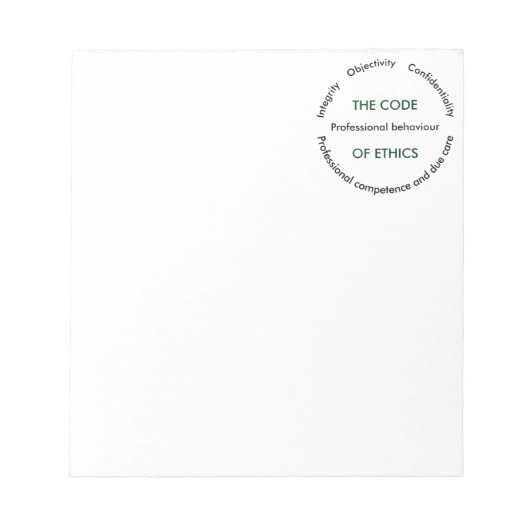 De "code van Ethiek - 5 Fundamentele Principes " Notitieblok (Voorkant)