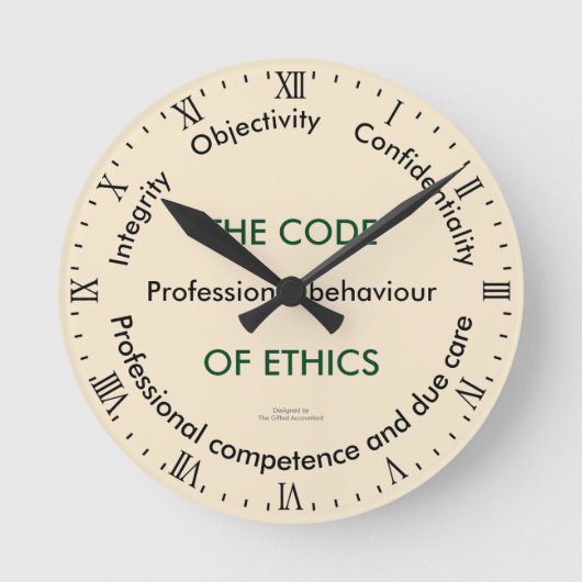 De "code van Ethiek - 5 Fundamentele Principes " Ronde Klok (Voorkant)