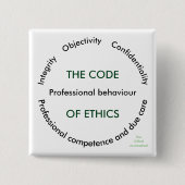 De "code van Ethiek - 5 Fundamentele Principes " Vierkante Button 5,1 Cm (Voorkant)