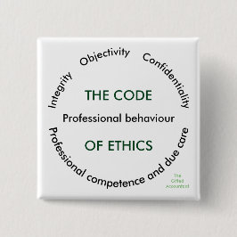 De "code van Ethiek - 5 Fundamentele Principes " Vierkante Button 5,1 Cm