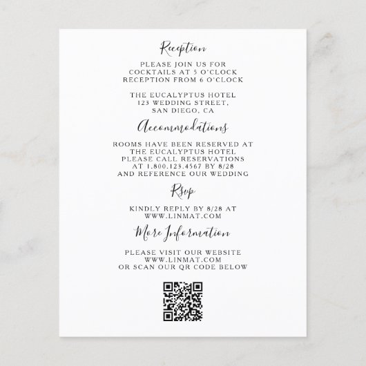 De code van het budget QR allen in één bruiloftsui (Achterkant)