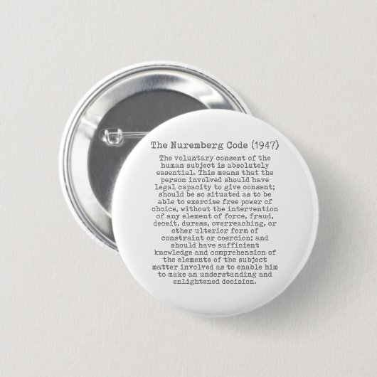 De Code van Neurenberg (1947) Ronde Button 5,7 Cm (Voorkant /achterkant)
