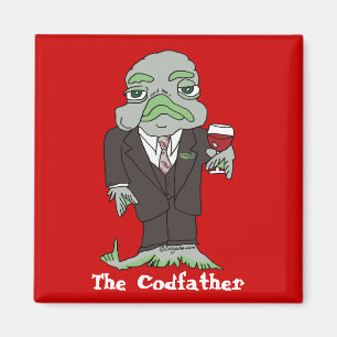 De Codfather Cartoon Fish Magnet Godfather