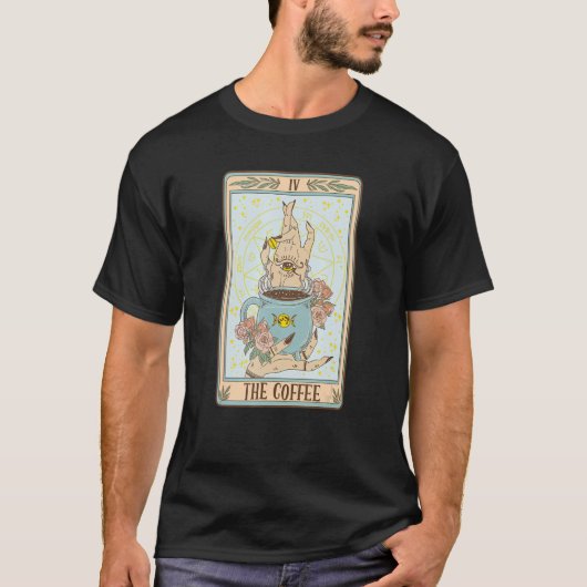 De Coffee Funny Coffee Tarot Kaart Witchy Caffeine T-shirt (Voorkant)