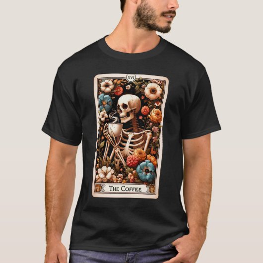 De Coffee Tarot Kaart esthetische Boho Gothic Goth T-shirt (Voorkant)