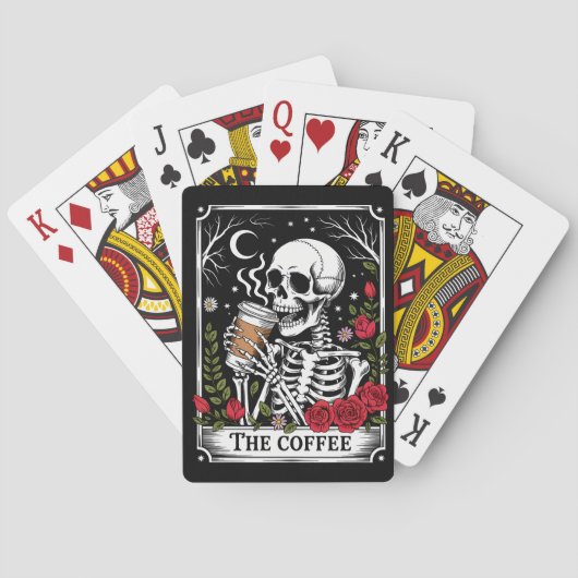 De Coffee Witchy Vibes Tote Bag – Magisch Goth Pokerkaarten (Achterkant)