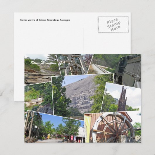 De Collage van de Berg van de steen, de Berg van Briefkaart (Voorkant / Achterkant)