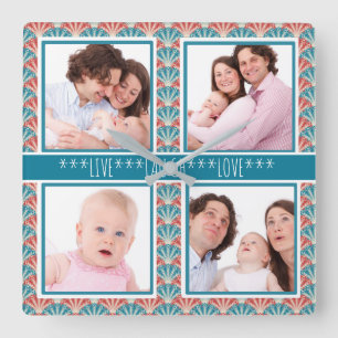 De Collage van de foto met het Decoratieve Patroon Vierkante Klok