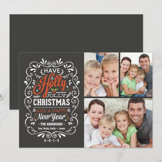 De Collage van de Foto van het Bord van Kerstmis Feestdagenkaart (Voorkant / Achterkant)