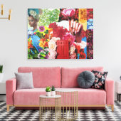 De Collage van flower power Canvas Afdruk (Insitu (Woonkamer))