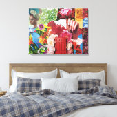 De Collage van flower power Canvas Afdruk (Insitu (Slaapkamer))