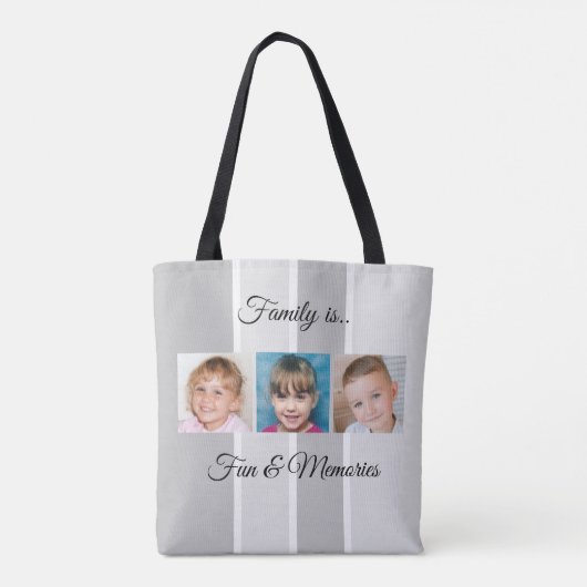 De collage voegt uw eigen douanefoto's wit en grij tote bag (Achterkant)