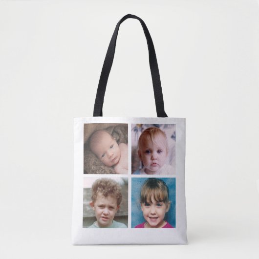 De collage voegt uw eigen douanefoto's wit toe tote bag (Voorkant)