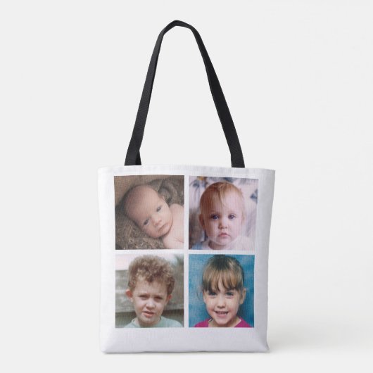 De collage voegt uw eigen douanefoto's wit toe tote bag (Achterkant)