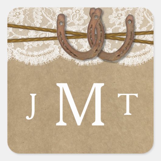 De Collecties Kraft, Lace en Hoefijzer Vierkante Sticker (Voorkant)
