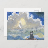De Collie Dog van de grens die uit aan Zee stapt Briefkaart (Voorkant / Achterkant)
