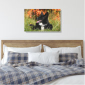 De Collie van de grens die neer het Leiden Canvas Afdruk (Insitu (Slaapkamer))