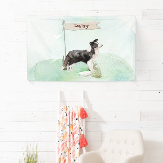 De Collie van de grens feliciteert met Nieuwe Dog Spandoek (Insitu)