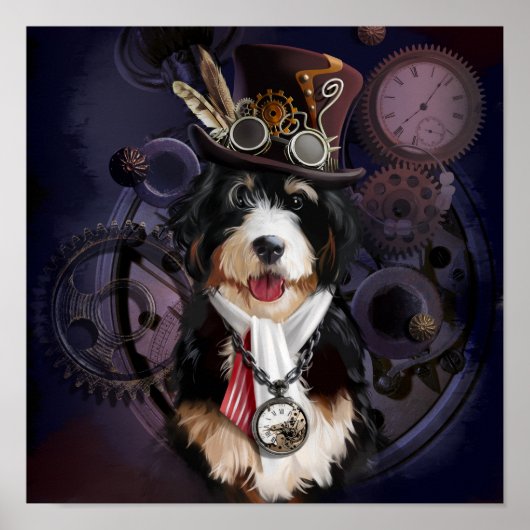 De collie van de grens in een steampunk kostuum. W Poster (Voorkant)